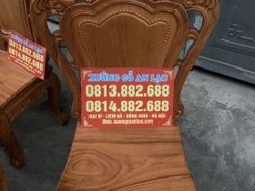 Bộ bàn ăn bầu dục 6 ghế gỗ gõ đỏ mặt ván 3cm (Chị Linh, Lạng Sơn) 9 Ghế ăn gỗ Gõ đỏ 6 ghế mặt ván 3cm