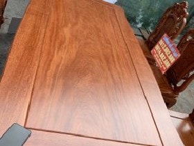 Bộ bàn ăn hoa Hồng đục 2 mặt gỗ Hương đá cao cấp 8 Bàn ăn hoa Hồng đục 2 mặt gỗ Hương đá cao cấp