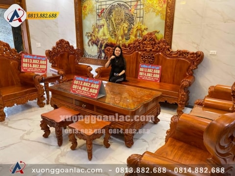 Bộ Louis hoàng gia gõ đỏ 10 món đoản 2m6