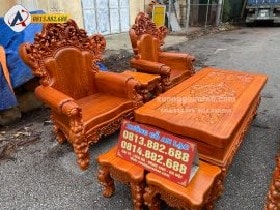Bộ Louis hoàng gia nguyên khối 6 món gõ đỏ