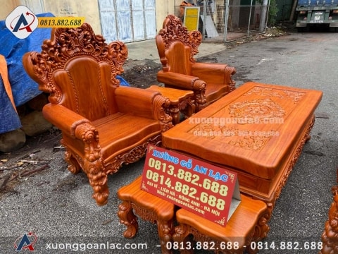 Bộ Louis hoàng gia nguyên khối 6 món gõ đỏ