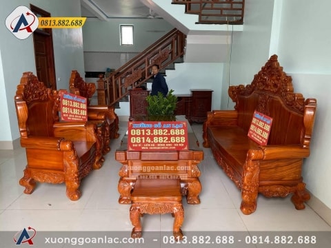 Bộ bàn ghế hoàng gia nguyên khối gỗ gõ đỏ 6 món 1
