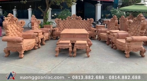 Toàn cảnh bộ hoàng gia nguyên khối gỗ gõ đỏ mộc