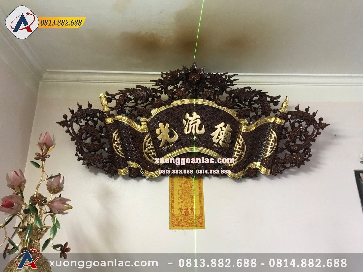 Câu Đối Cuốn Thư gỗ gụ 4cm mẫu Long Hóa 9 Cuốn Thư gỗ gụ 4cm mẫu Long Hóa