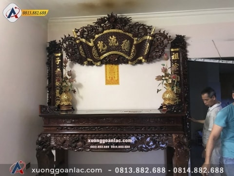 Câu Đối Cuốn Thư gỗ gụ 4cm mẫu Long Hóa