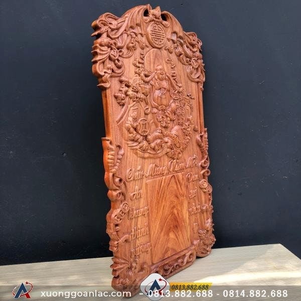 Đốc Lịch Di Lặc Nhị Phúc Gỗ Hương Việt 68x38x2.5cm 2 Đốc Lịch Di Lặc Nhị Phúc gỗ Hương Việt nhìn nghiêng