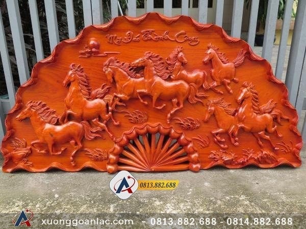 Quạt Bát Mã gỗ Hương đỏ 50x100x4cm 2 Quạt bát mã gỗ Hương Đỏ