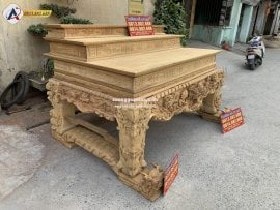 Sập Thờ Tứ Linh chân 24 gỗ gụ 6 SAP THO TU LINH CHAN 24 GO GU TAM CAP DUC TAY – MOC c3