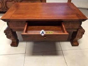 Mặt sau sập thờ tứ linh gỗ hương đỏ Lào chân 24cm