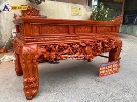Sập Thờ Mai Điểu chân 22 gỗ gõ màu Cánh Gián 2m17 6 Góc trái Sập Thờ Mai Điển chân 22 gỗ gõ màu Cánh Gián