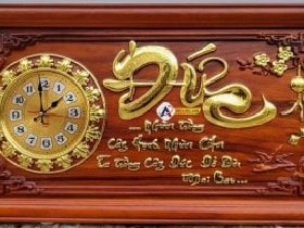 Tranh đồng hồ chữ Đức gỗ Hương Đỏ