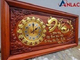 Tranh Đồng Hồ Chữ Đức gỗ Hương Đỏ 41x81x2.5cm 4 Tranh đồng hồ chữ Đức gỗ Hương Đỏ nhìn nghiêng phải