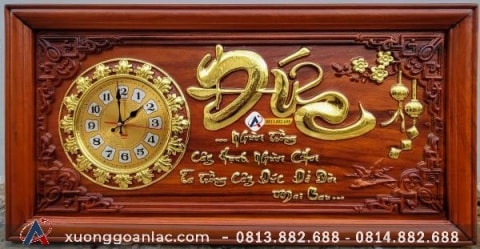 Tranh đồng hồ chữ Đức gỗ Hương Đỏ