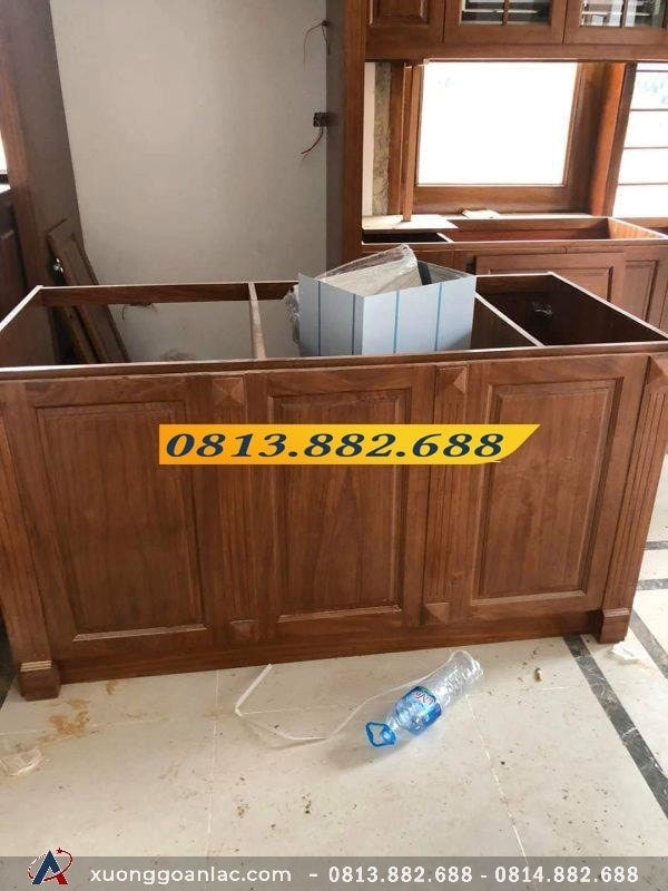 Tủ bếp gỗ gõ đỏ 21 Phần dướ tủ bếp gỗ GÕ Đỏ
