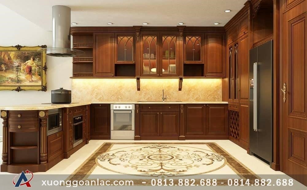 Tủ bếp gỗ gõ đỏ 4 Tủ bếp gỗ gõ đỏ - Ảnh 4