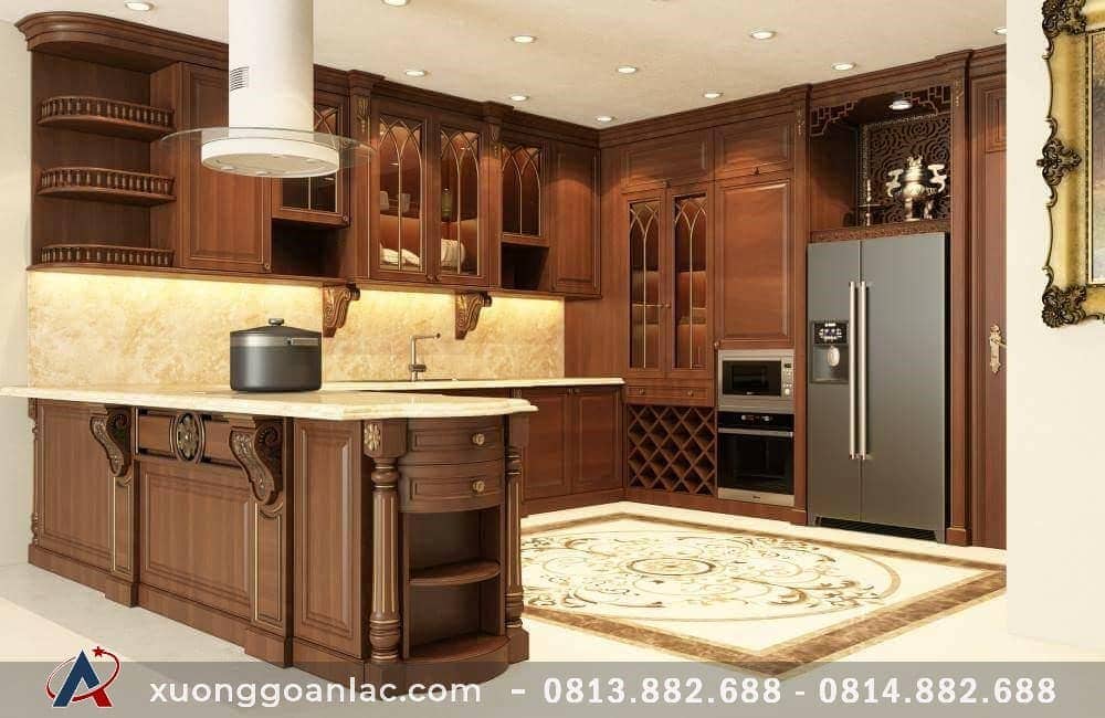 Tủ bếp gỗ gõ đỏ 24 Hoàn thiện bộ tủ bếp nhà anh Tùng ở Bắc Giang