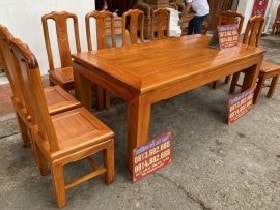 Bộ bàn ăn chữ nhật 8 ghế chữ thọ gỗ gõ hàng dày vip 5 Bộ bàn ăn chữ thọ gỗ gõ