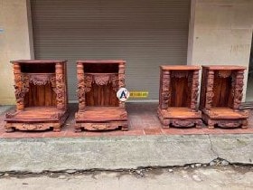 Bàn thờ thần tài cột rồng gỗ cẩm lai 5 Bàn thờ cột rồng gỗ cẩm lai