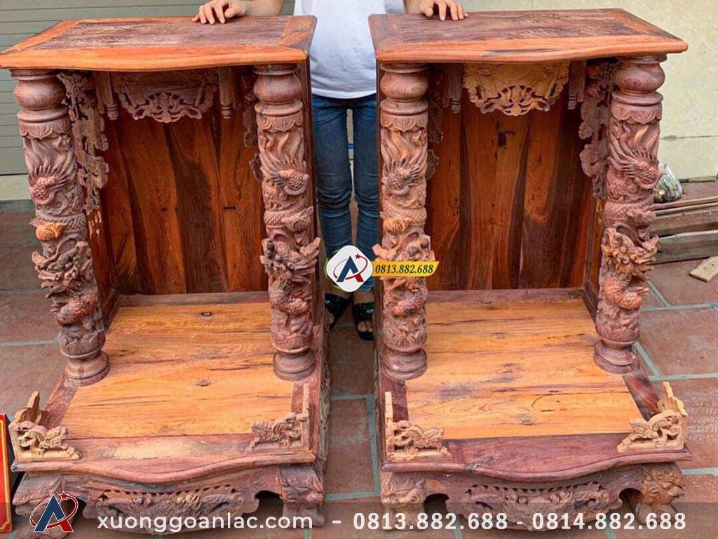 Bàn thờ thần tài cột rồng gỗ cẩm lai 7 Bàn thờ thần tài gỗ cẩm lai quý hiếm