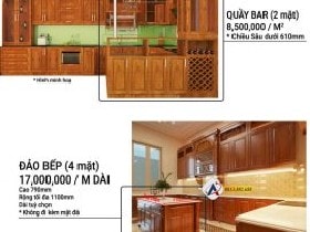 Báo giá tủ bếp gỗ Gõ Đỏ 7 báo giá quầy bar và đảo bếp