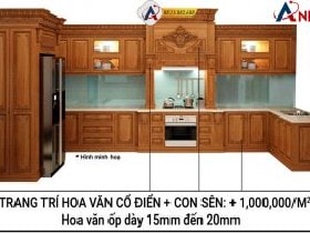 Báo giá tủ bếp gỗ Gõ Đỏ 5 Báo giá con sên và hoa văn tủ bếp gõ đỏ