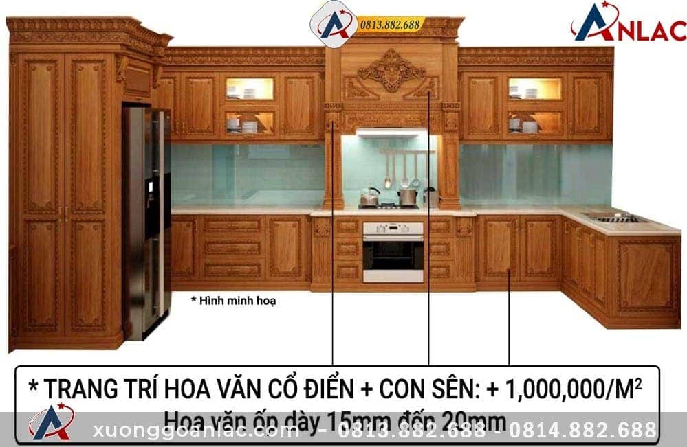Báo giá tủ bếp gỗ Gõ Đỏ 11 Báo giá con sên và hoa văn tủ bếp gõ đỏ