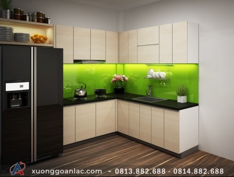 Báo giá tủ bếp gỗ MDF lõi xanh chống ẩm 19 Tủ bếp gỗ min xanh nhà cô Trang ở Bắc Ninh