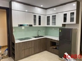 Báo giá tủ bếp gỗ MDF lõi xanh chống ẩm 8 Tủ bếp gỗ MDF xanh nhà anh Toàn ở Bác Giang