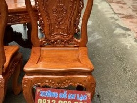 Bộ bàn ăn tròn 8 ghế gỗ hương đá sang trọng 5 Bộ ghế ăn cao cấp