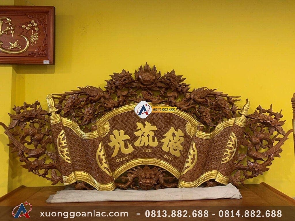 Bộ hoành phi câu đối Lân Phụng Mai gỗ gõ đỏ 18 hoành phi Lân Phượng Mai gỗ gõ đỏ cao cấp