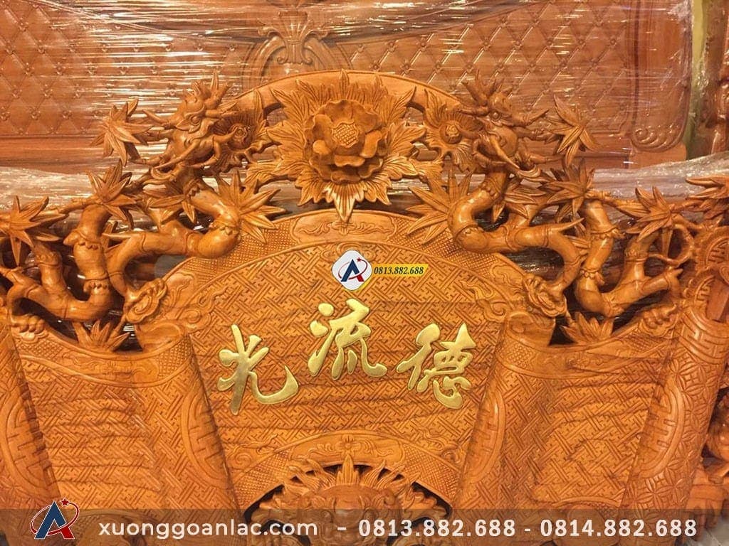 Cuốn thư rồng trúc gỗ gõ đỏ rộng 1m78 17 Cuốn thư được đục tay thủ công