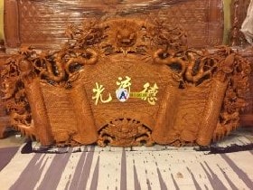 Cuốn thư rồng trúc gỗ gõ đỏ cao cấp