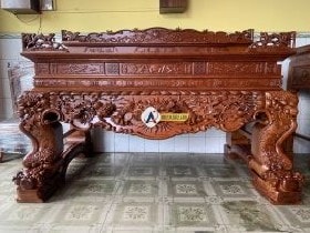 Sập thờ tứ linh gỗ gõ đỏ chân 26cm