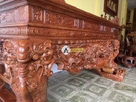 Sập thờ tứ linh gỗ gõ đỏ chân 26cm 12 mặt phải của sập thờ tứ linh gỗ gõ đỏ chân 26cm