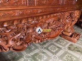 Sập thờ tứ linh gỗ gõ đỏ chân 26cm 13 Dạ mặt trước của sập thờ tứ linh gỗ gõ đỏ chân 26cm