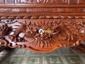 Sập thờ tứ linh gỗ gõ đỏ chân 26cm 14 Cân cảnh trung tâm dạ mặt trước