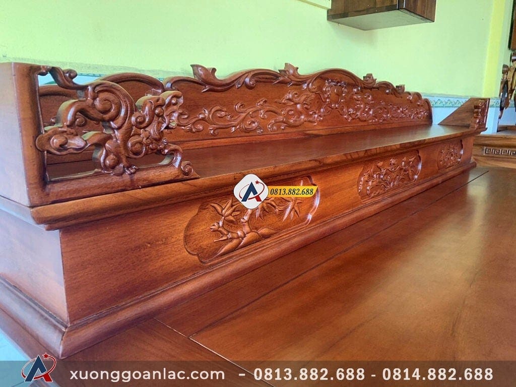 Sập thờ tứ linh gỗ gõ đỏ chân 26cm 27 Mặt bàn thờ nhị cấp