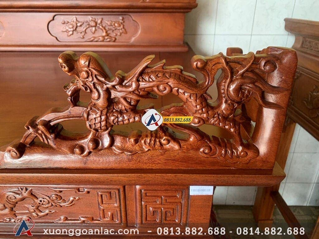 Sập thờ tứ linh gỗ gõ đỏ chân 26cm 28 yếm mặt bàn thờ điêu khắc họa tiết rồng