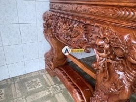 Sập thờ tứ linh gỗ gõ đỏ chân 26cm 19 mặt bên phải của sập thờ