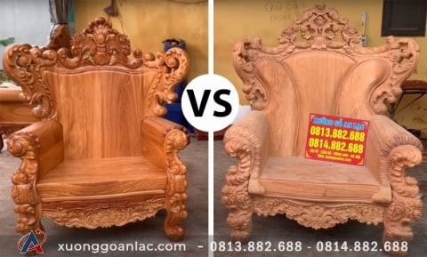 Cùng mẫu bàn ghế, cùng loại gỗ và kích thước sao giá bán khác nhau? 17 so sáng 2 chiếc ghế hoàng gia