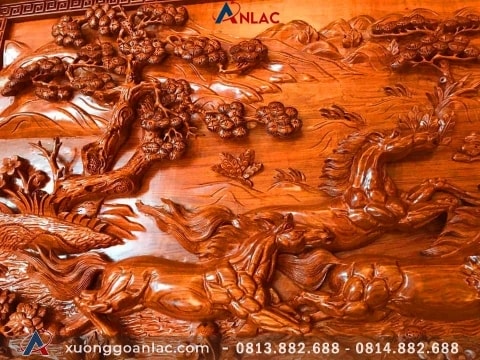 Tranh mã đáo thành công gỗ Hương đỏ