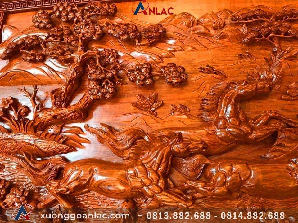 Tranh mã đáo thành công Hương đỏ 217x107x8 8 Tranh mã đáo thành công gỗ Hương đỏ
