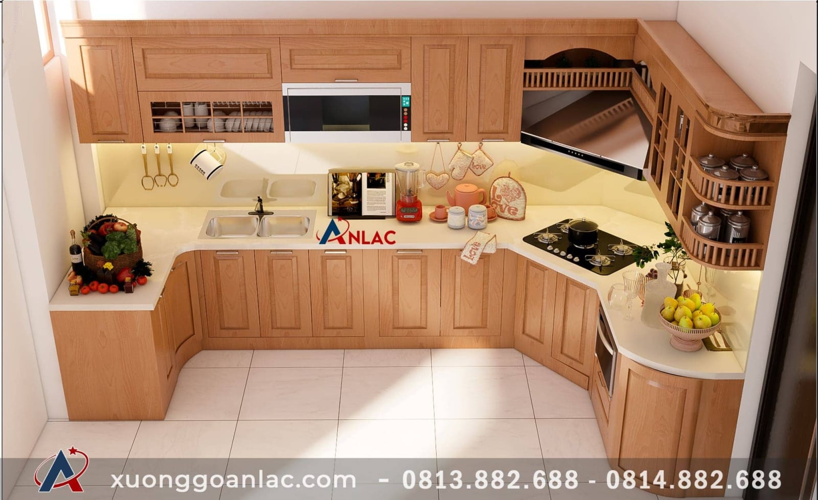 Báo giá tủ bếp gỗ sồi Mỹ 7 Tủ của bác Lâm ở Hai Bà Trưng Hà Nội