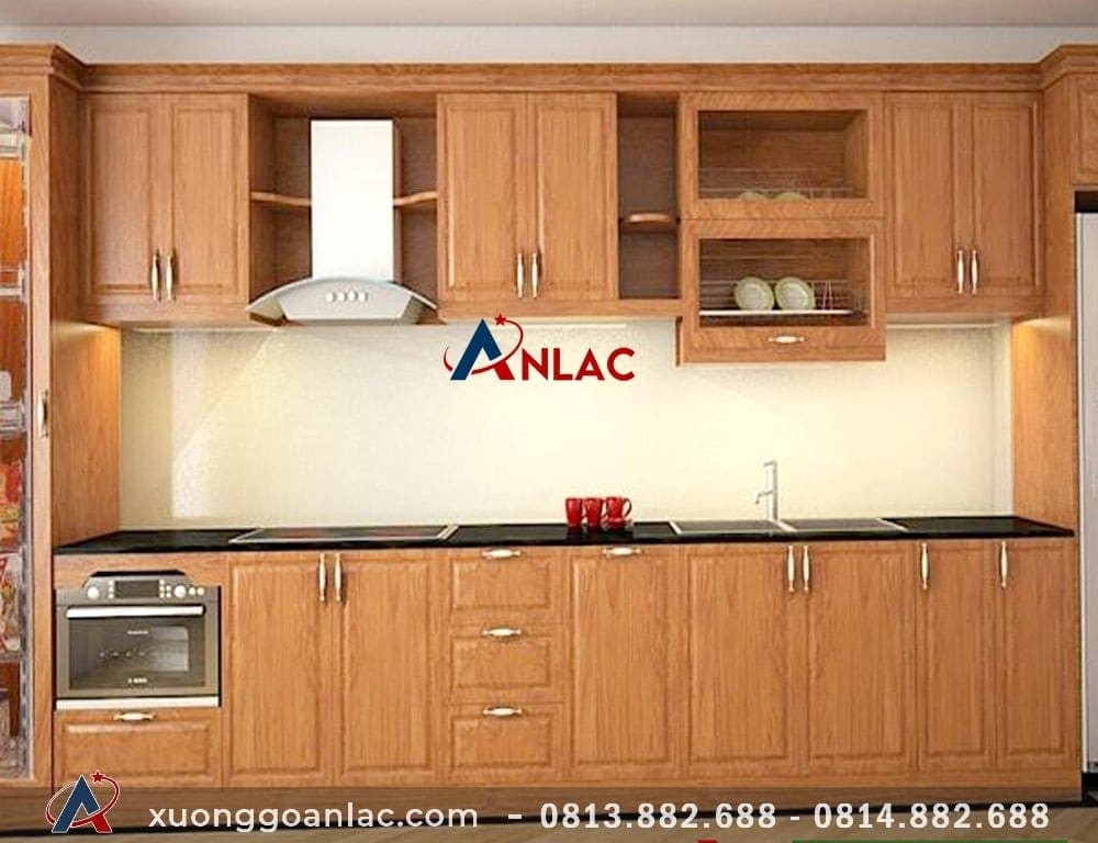 Báo giá tủ bếp gỗ sồi Mỹ 11 Hoàn thiện bộ tủ bếp của anh Hùng ở Gia Lâm Hà Nội