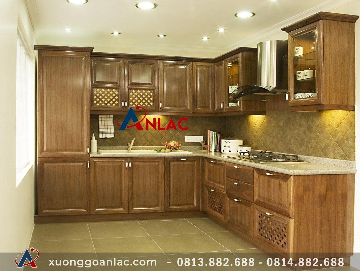 Báo giá tủ bếp gỗ sồi Mỹ 8 Tủ bếp gỗ sồi anh Trung ở Bắc Kan