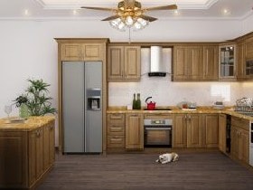Báo giá tủ bếp gỗ sồi Mỹ 16 Tủ gỗ Sồi chị Lan ở Hoàn Kiếm