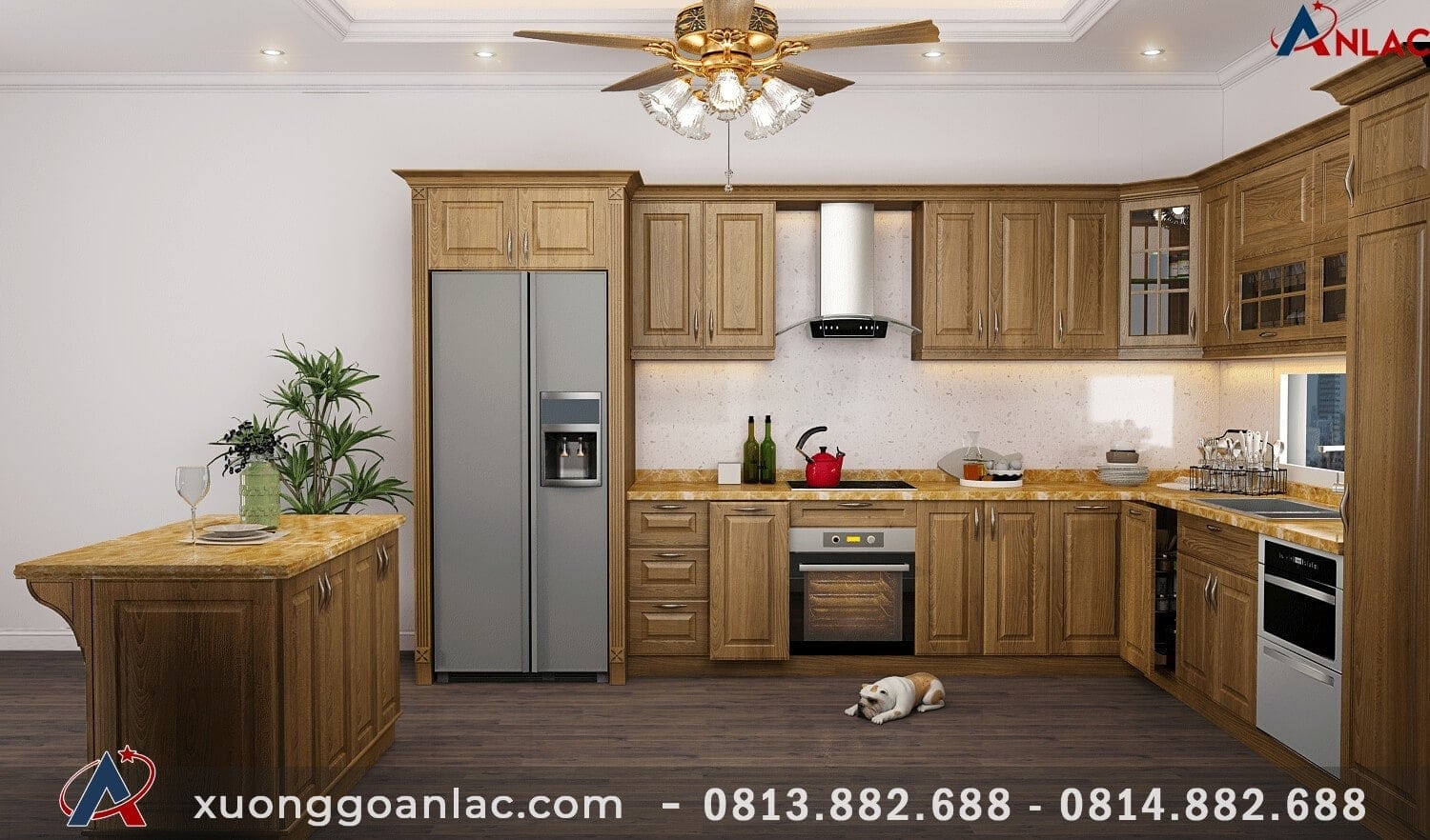 Báo giá tủ bếp gỗ sồi Mỹ 5 Tủ gỗ Sồi chị Lan ở Hoàn Kiếm