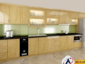 Báo giá tủ bếp gỗ sồi Mỹ 14 Tủ bếp chú Linh ở Hải Phòng bằng gỗ Sồi