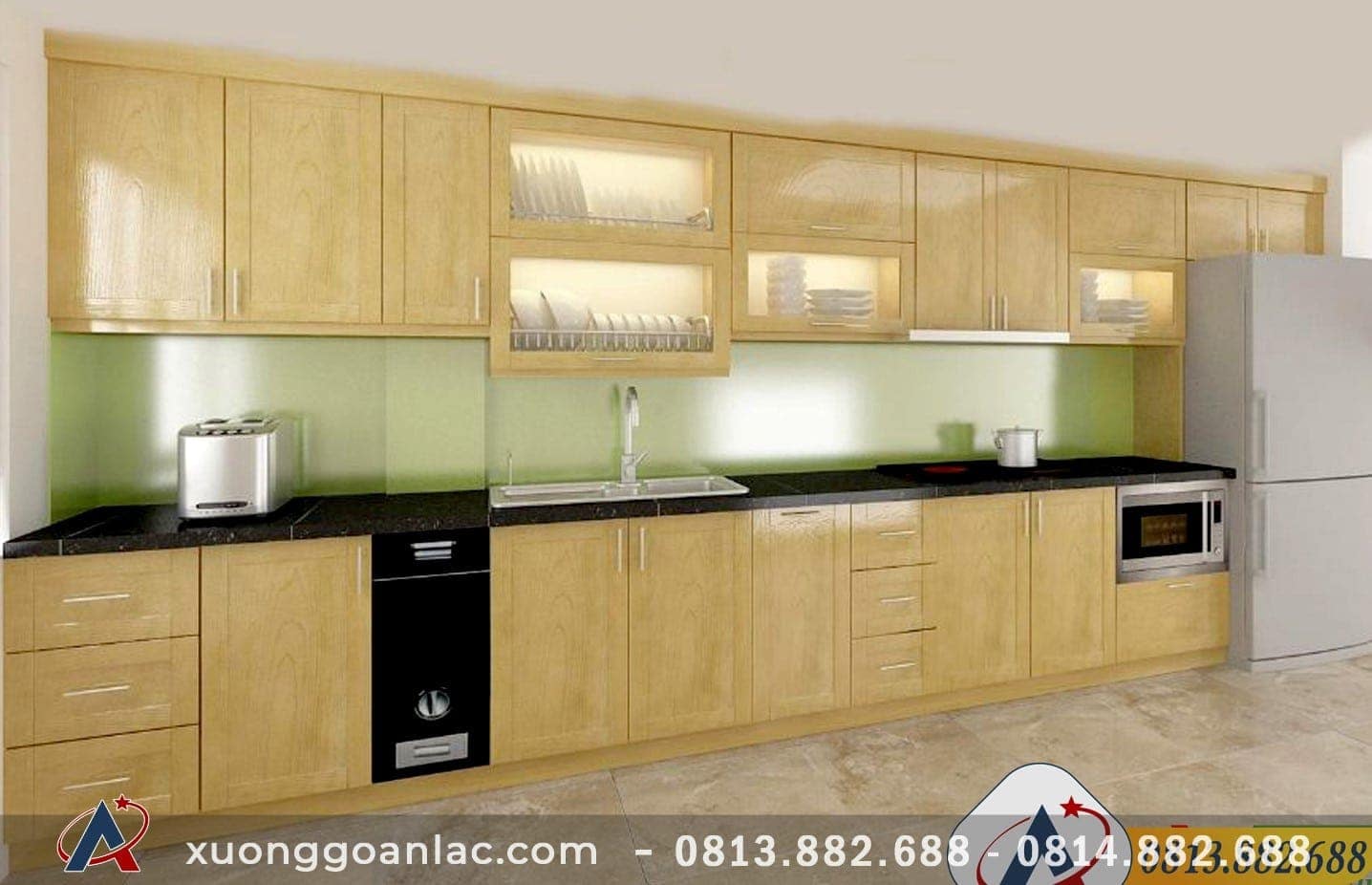 Báo giá tủ bếp gỗ sồi Mỹ 3 Tủ bếp chú Linh ở Hải Phòng bằng gỗ Sồi