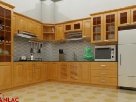 Báo giá tủ bếp gỗ sồi Mỹ 13 Tủ bếp cô Hải ở Vĩnh Phúc